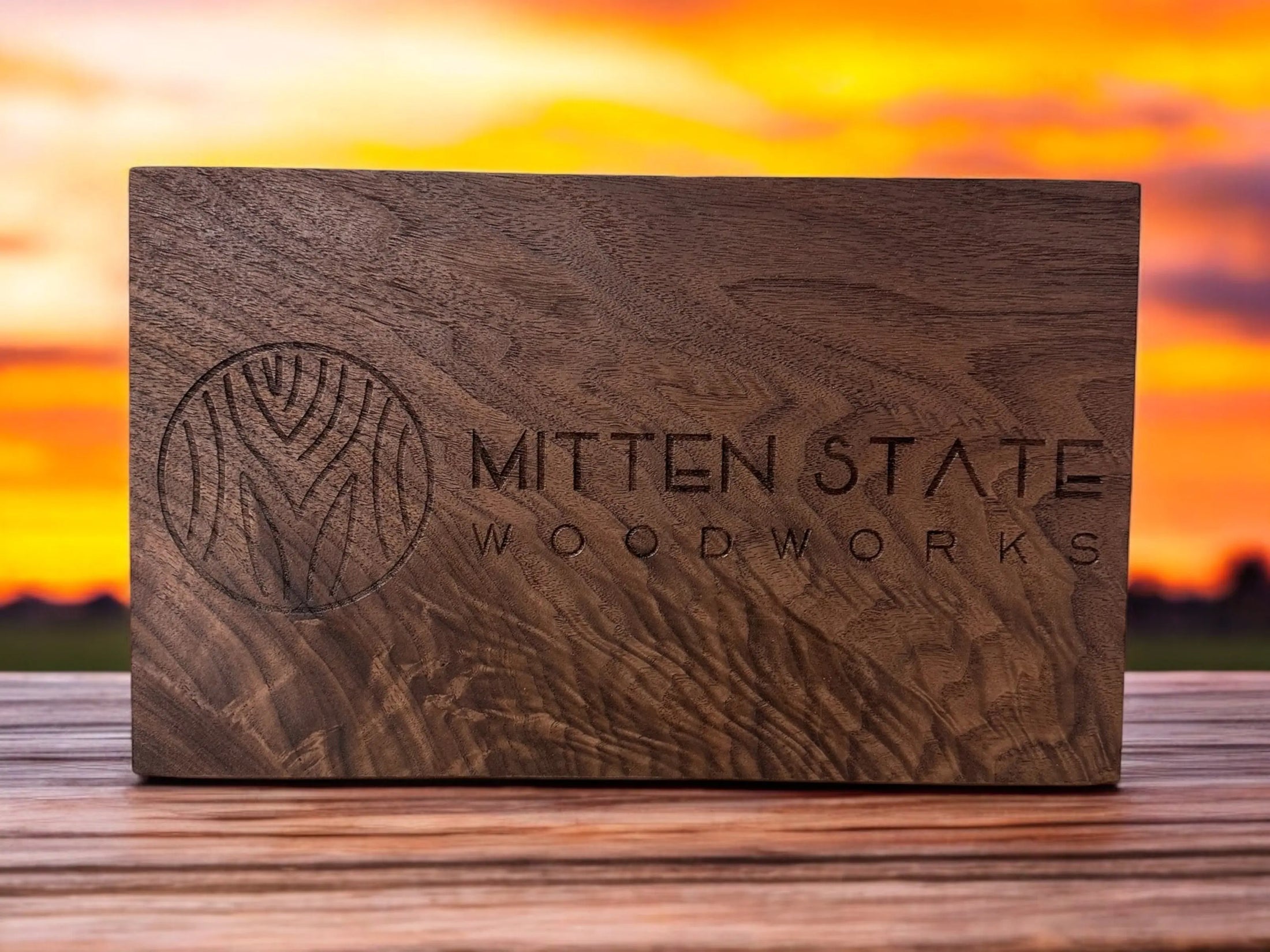 Custom Laser Engraved Logo on Solid Hardwood Mitten State Woodworks LLC