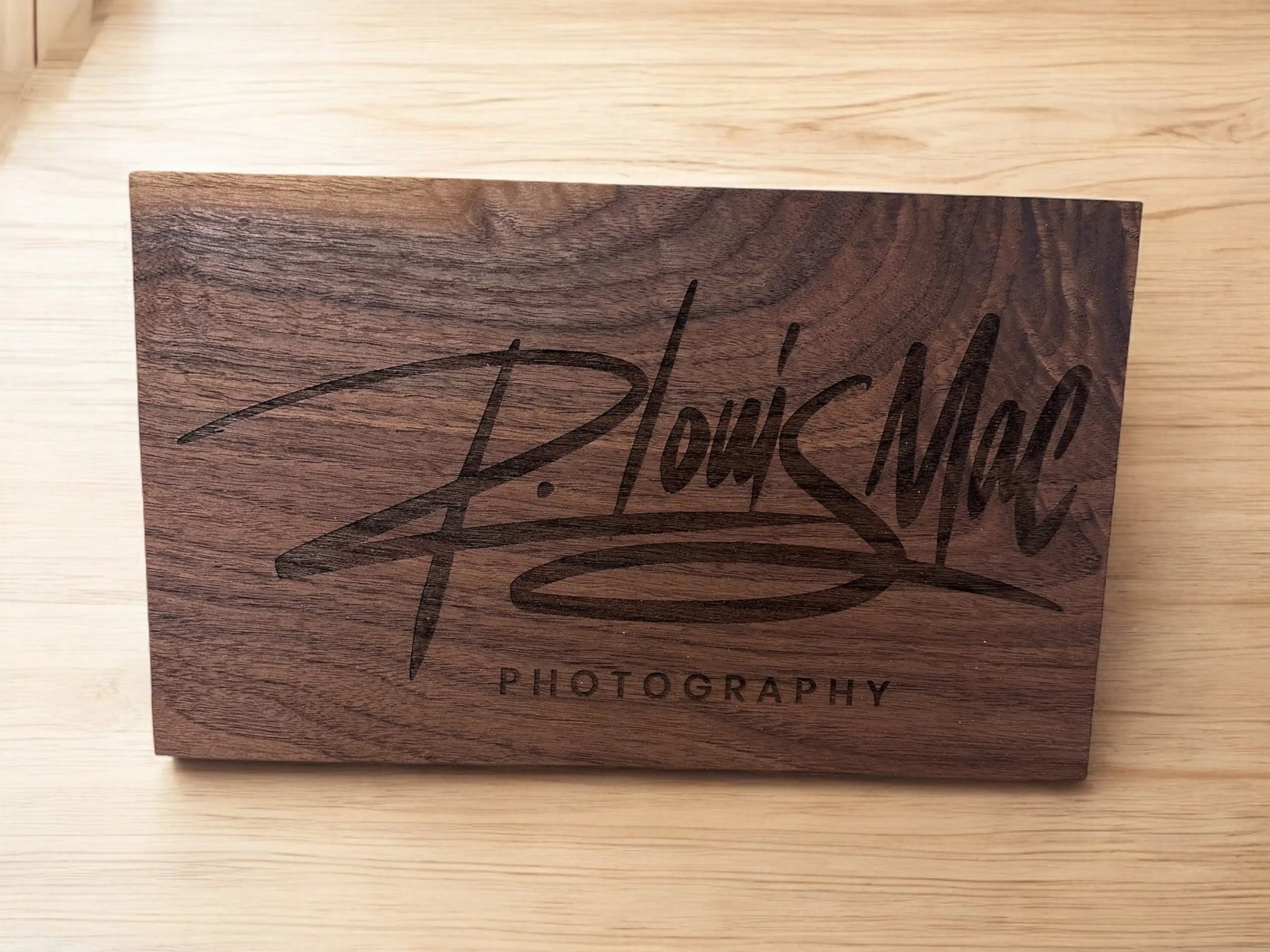 Custom Laser Engraved Logo on Solid Hardwood Mitten State Woodworks LLC