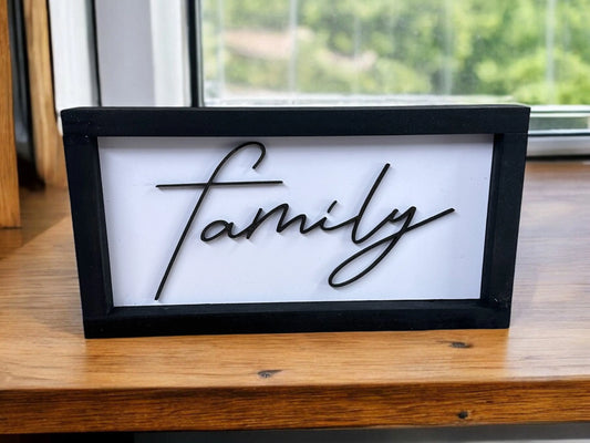 Framed Family Wood Shadow Box Sign Mitten State Woodworks LLC