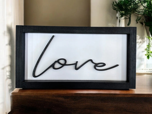 Framed Love Wood Shadow Box Sign Mitten State Woodworks LLC