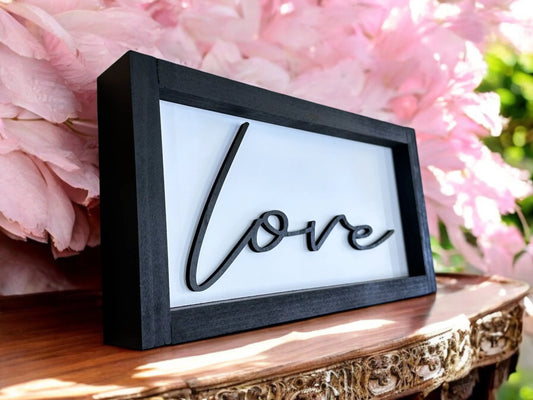 Framed Love Wood Shadow Box Sign Mitten State Woodworks LLC