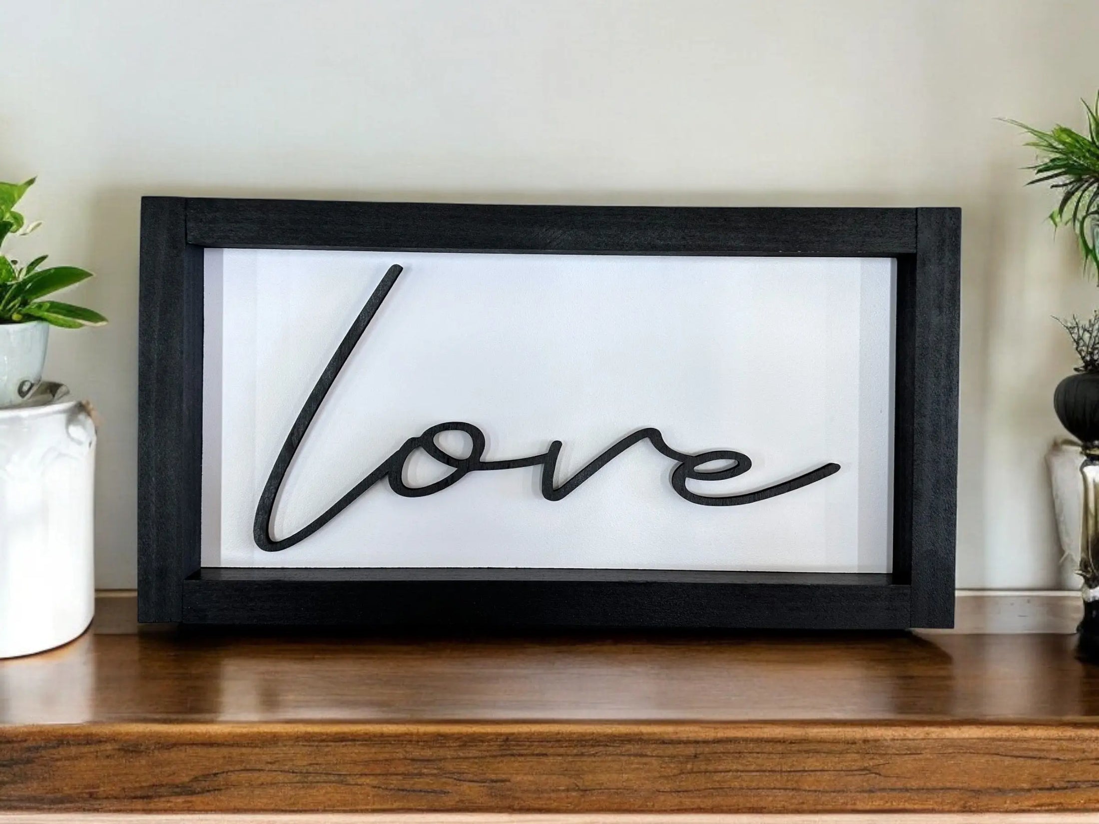 Framed Love Wood Shadow Box Sign Mitten State Woodworks LLC