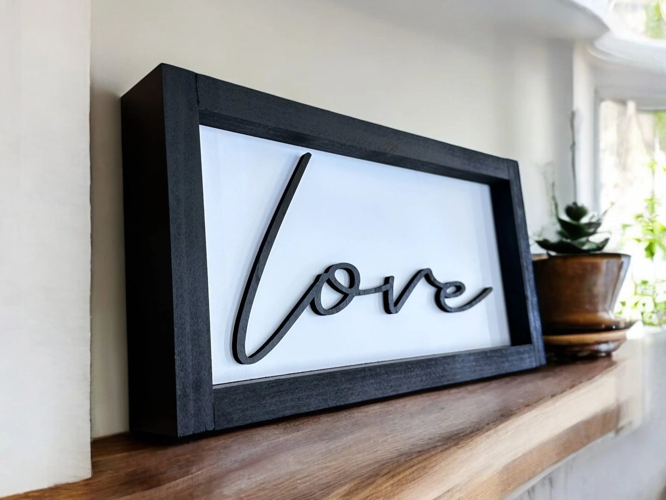 Framed Love Wood Shadow Box Sign Mitten State Woodworks LLC