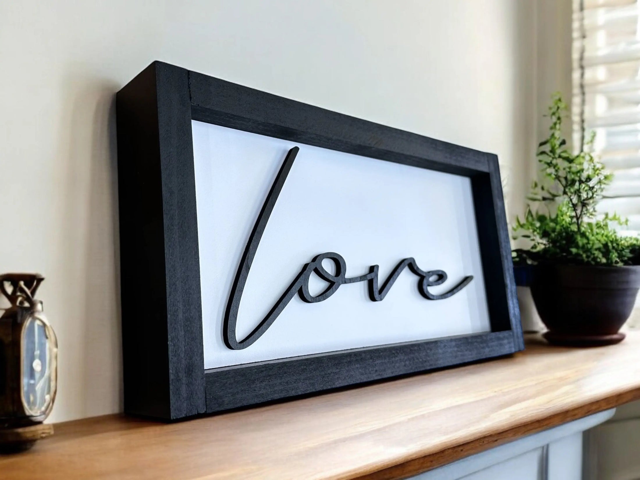 Framed Love Wood Shadow Box Sign Mitten State Woodworks LLC