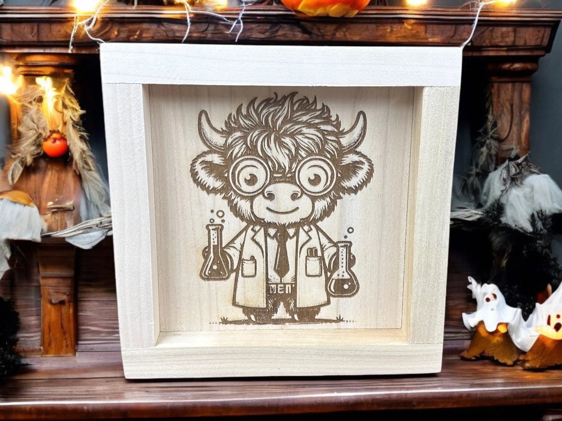 Halloween Highland Cows Wood Sign Portraits Mitten State Woodworks LLC