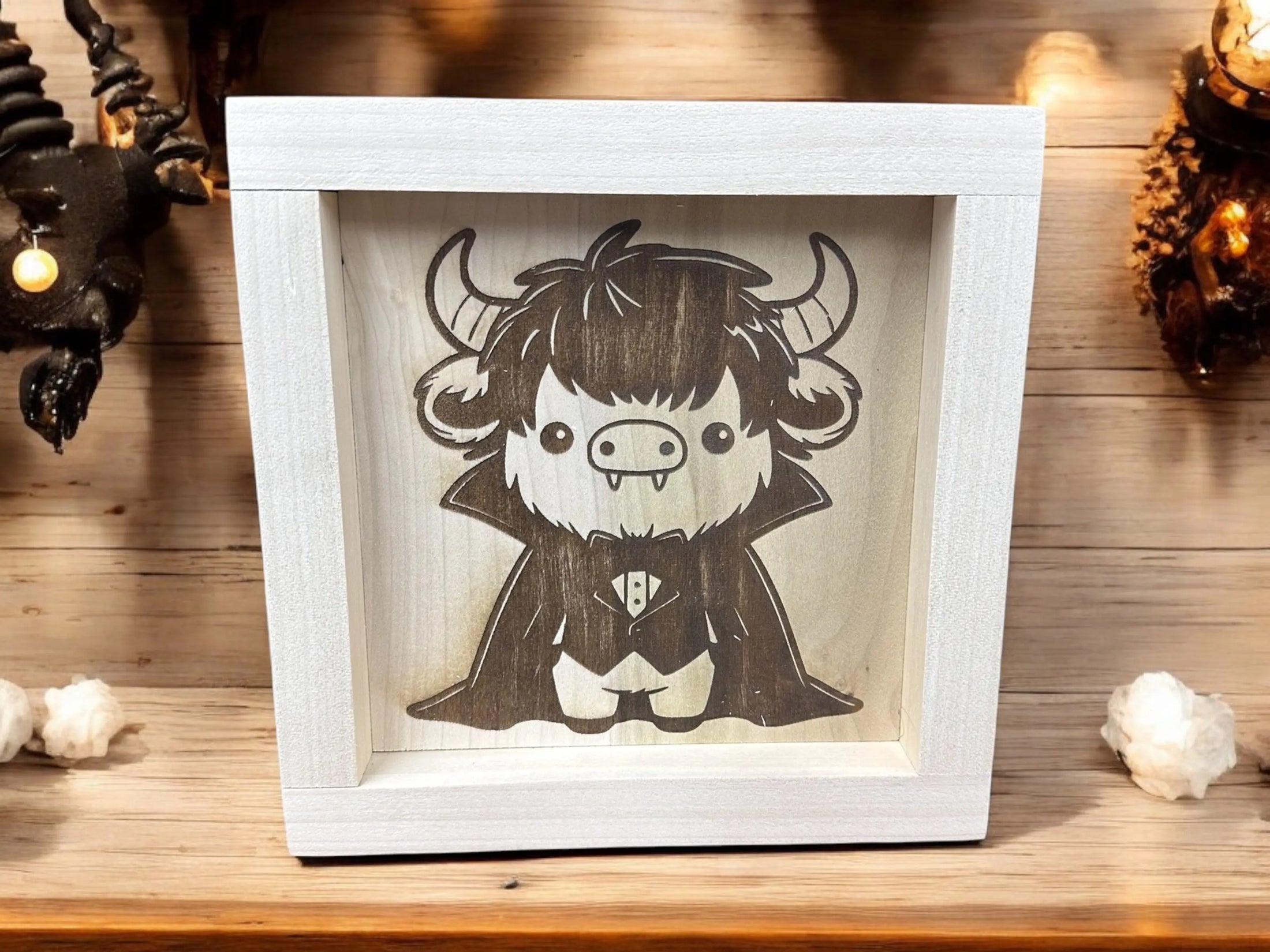 Halloween Highland Cows Wood Sign Portraits Mitten State Woodworks LLC