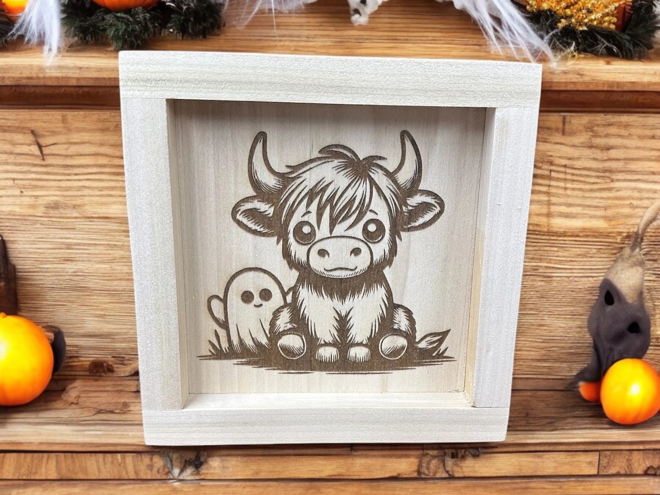 Halloween Highland Cows Wood Sign Portraits Mitten State Woodworks LLC