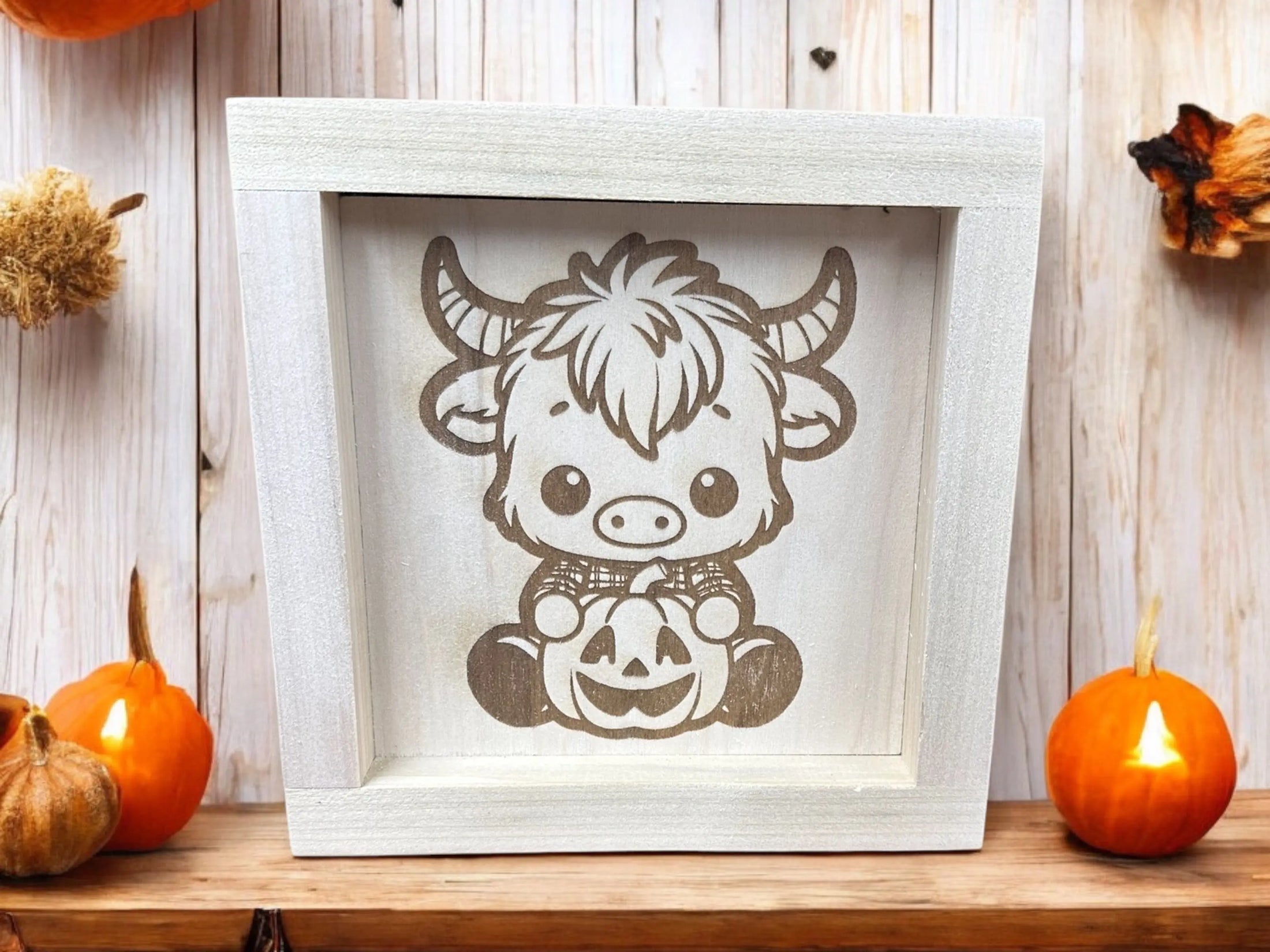 Halloween Highland Cows Wood Sign Portraits Mitten State Woodworks LLC