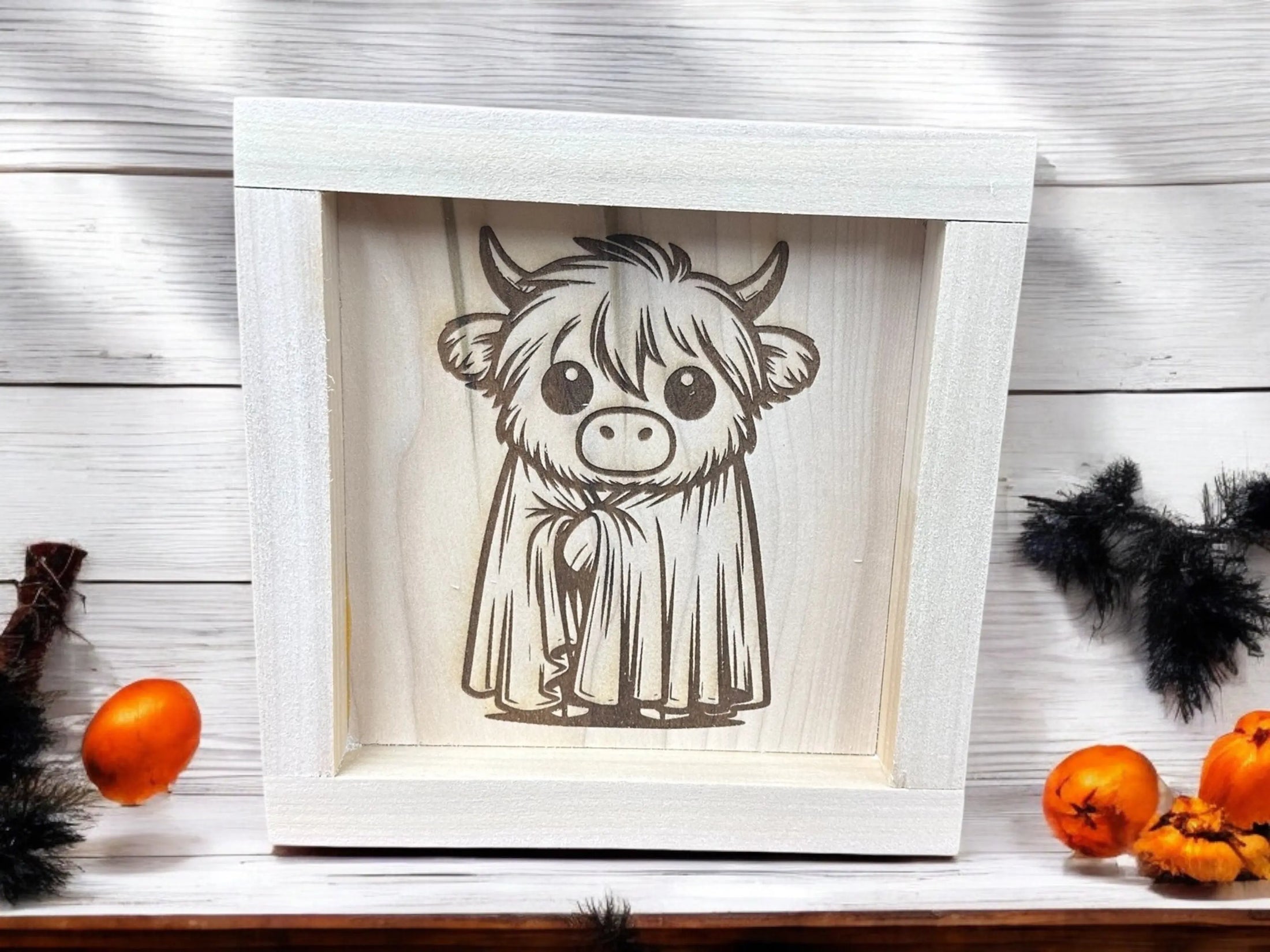 Halloween Highland Cows Wood Sign Portraits Mitten State Woodworks LLC