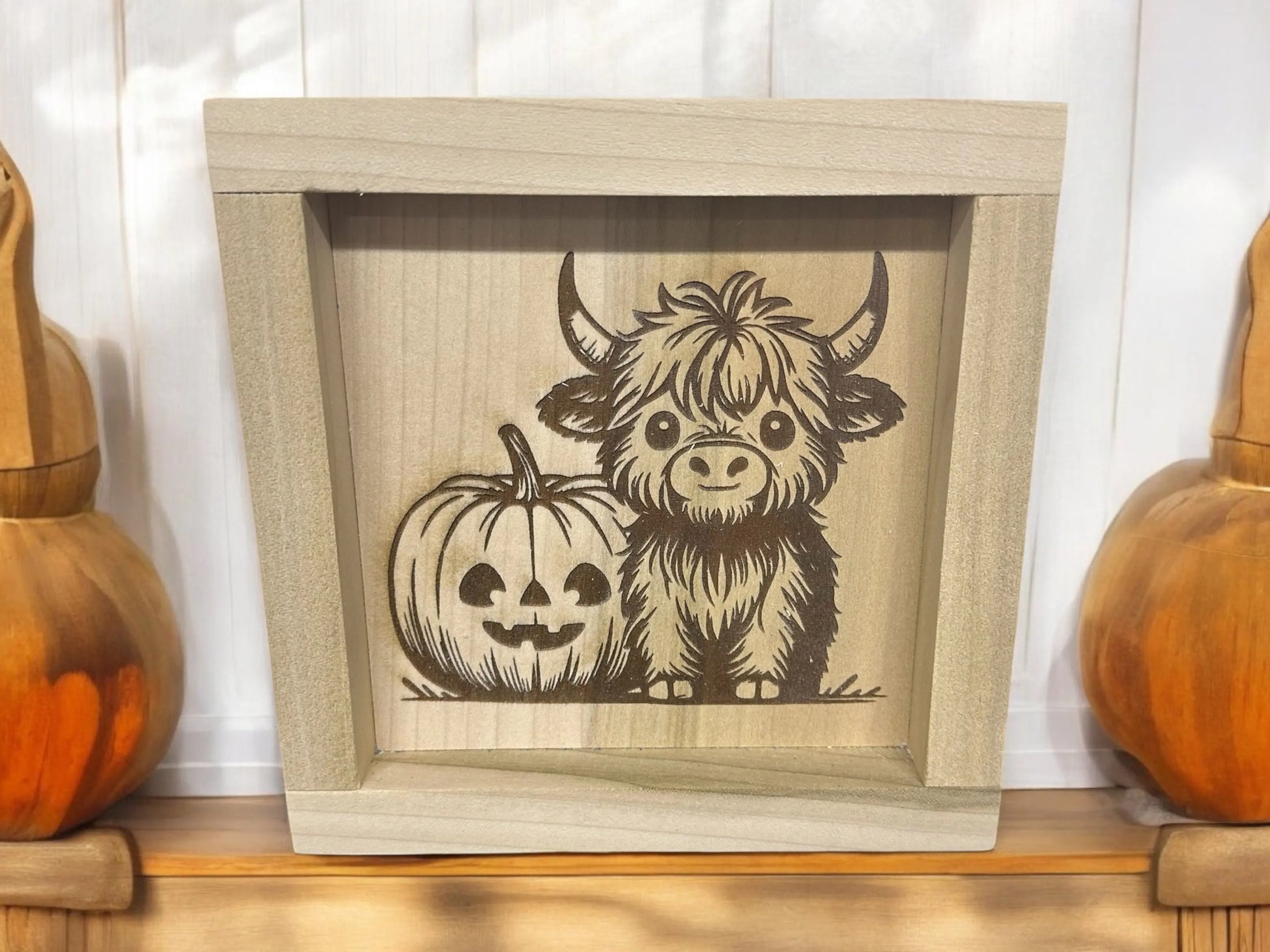 Halloween Highland Cows Wood Sign Portraits Mitten State Woodworks LLC