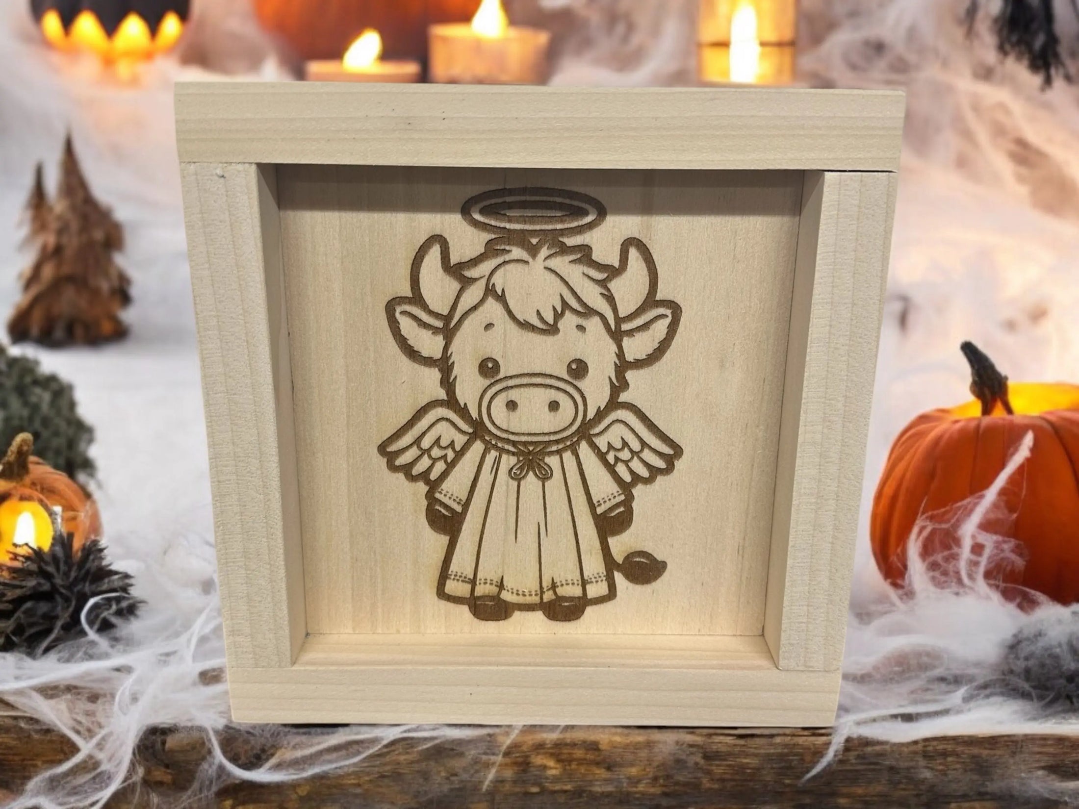 Halloween Highland Cows Wood Sign Portraits Mitten State Woodworks LLC