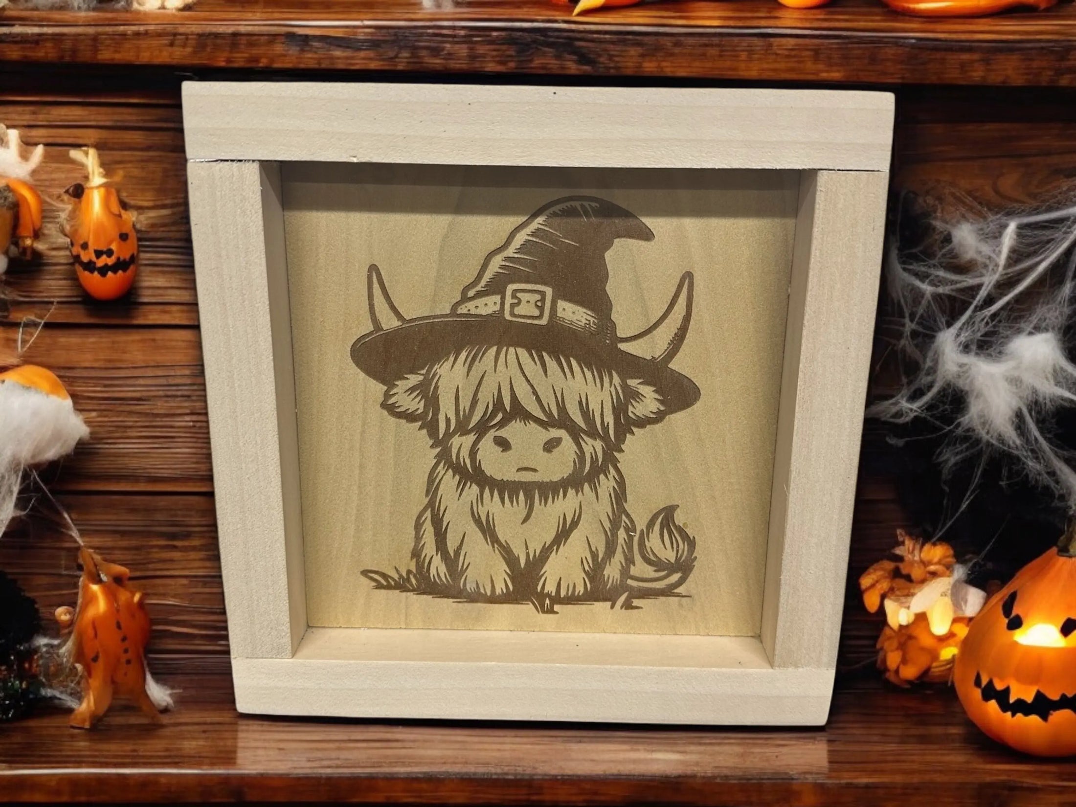 Halloween Highland Cows Wood Sign Portraits Mitten State Woodworks LLC