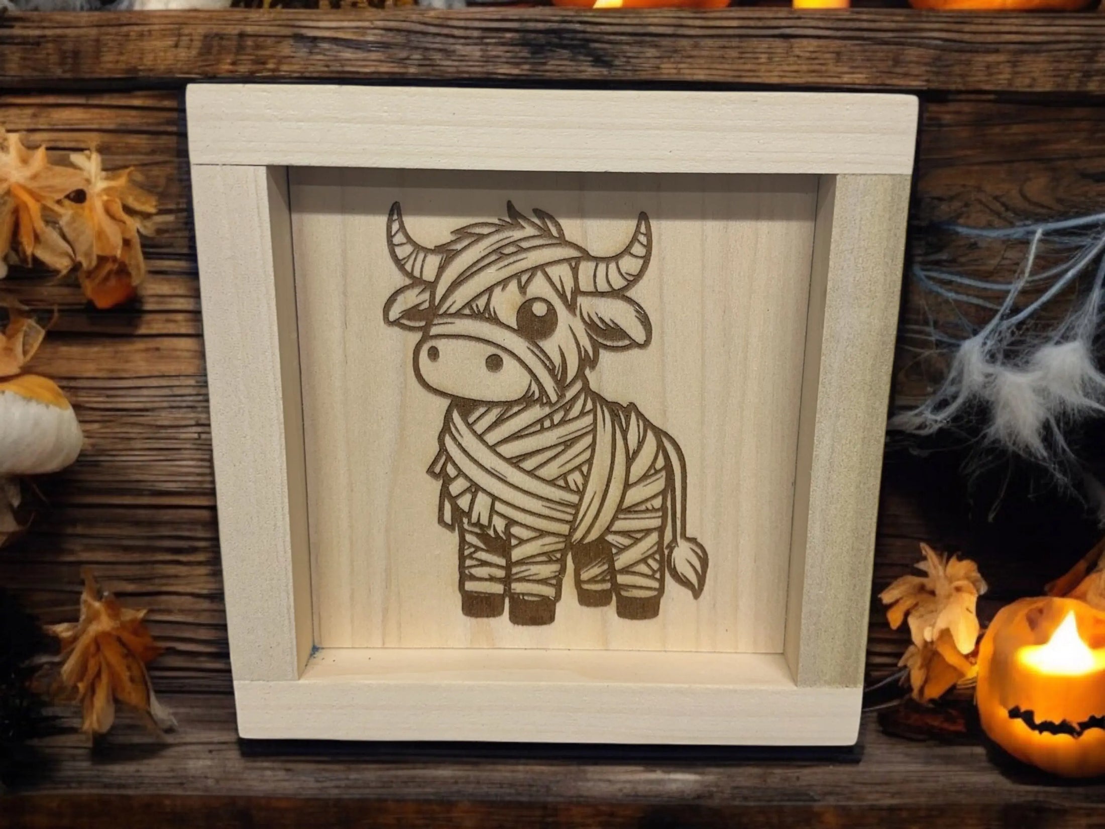 Halloween Highland Cows Wood Sign Portraits Mitten State Woodworks LLC