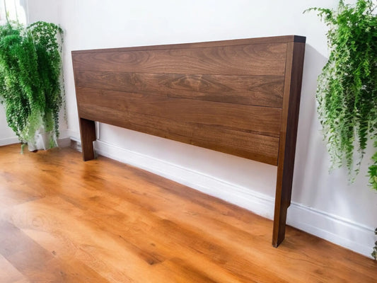 Solid Wood Wall Mount Headboard with Power Outlets and USB - Dark Walnut Mitten State Woodworks LLC