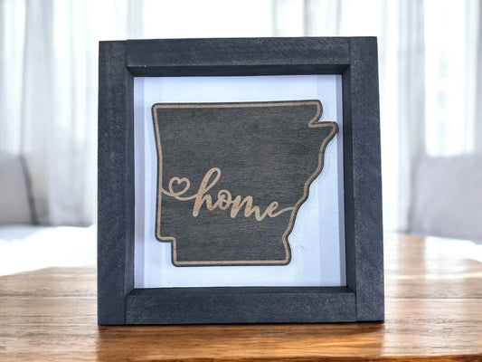 State Outline Wood Shadow Box Mitten State Woodworks LLC