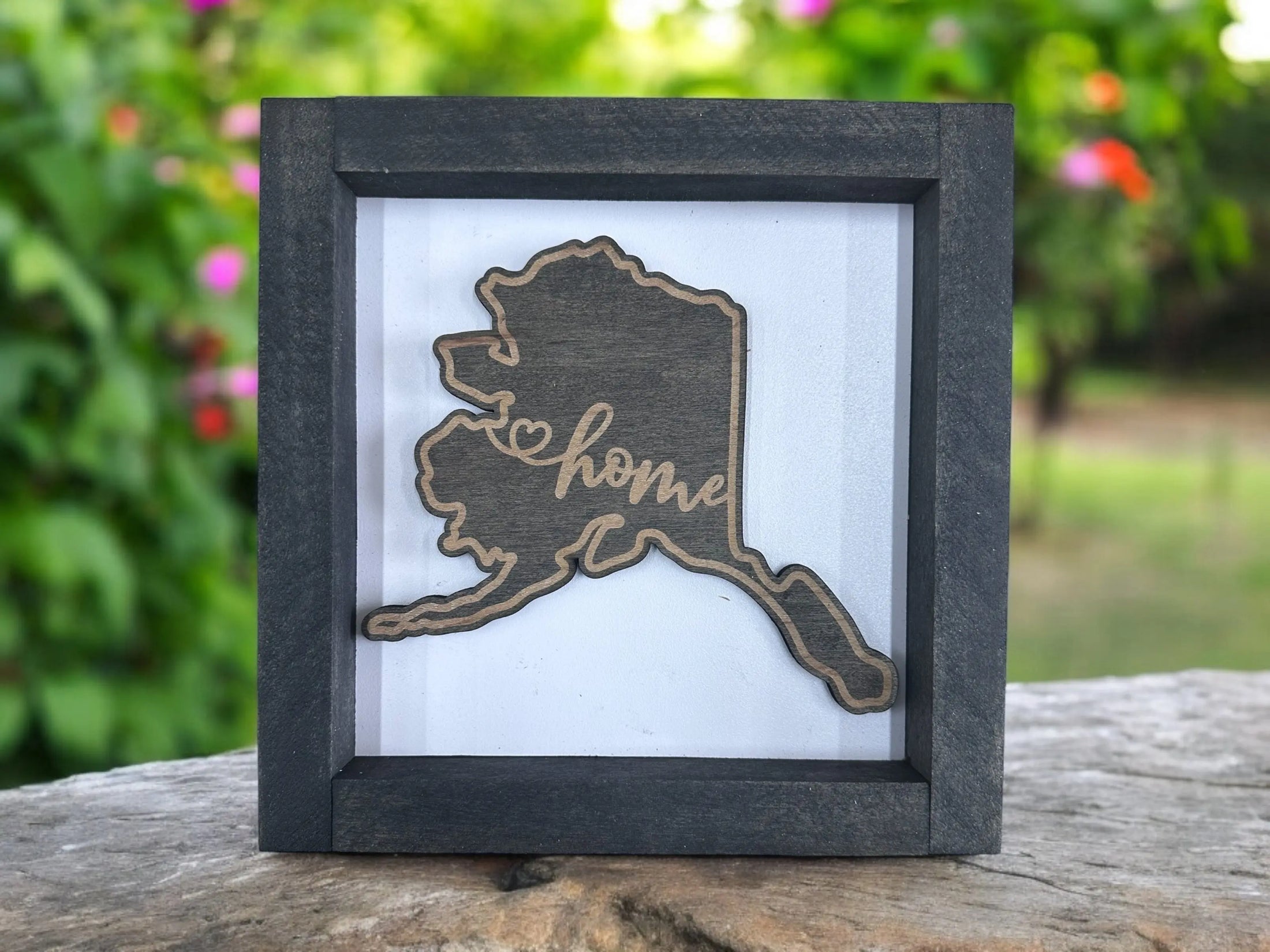 State Outline Wood Shadow Box Mitten State Woodworks LLC