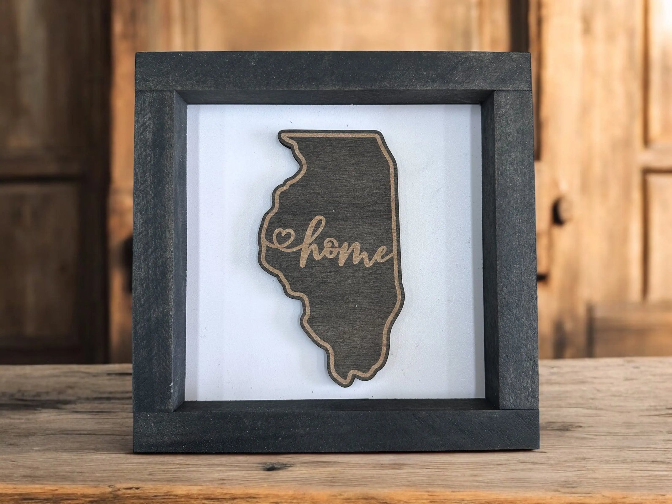 State Outline Wood Shadow Box Mitten State Woodworks LLC