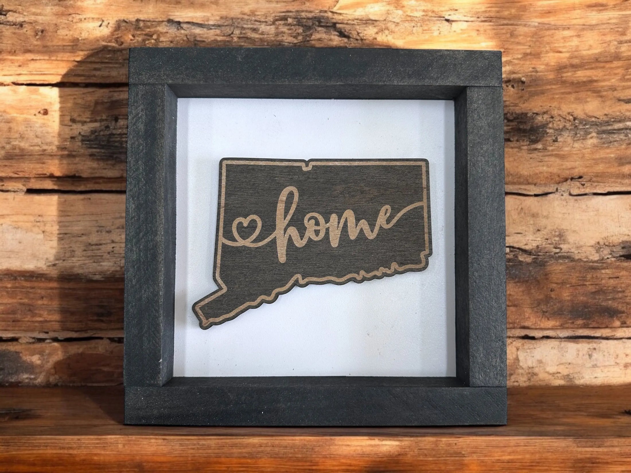 State Outline Wood Shadow Box Mitten State Woodworks LLC