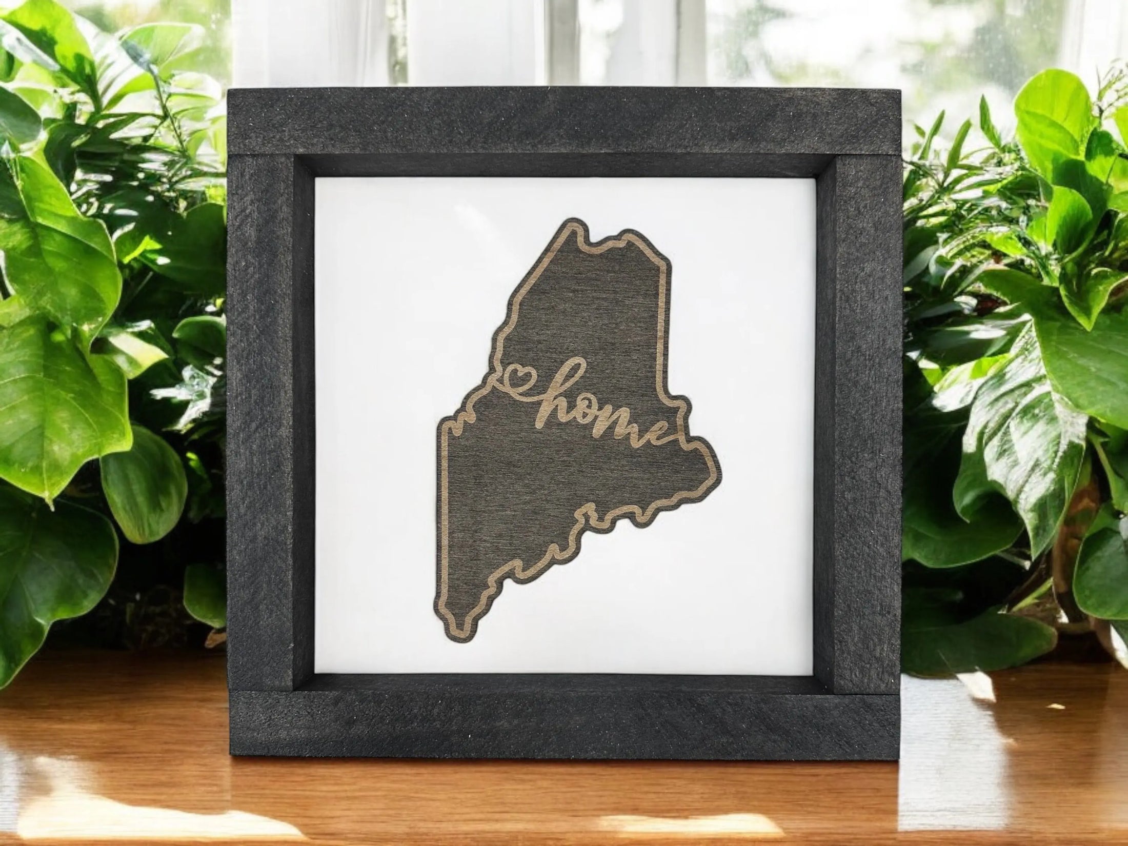 State Outline Wood Shadow Box Mitten State Woodworks LLC