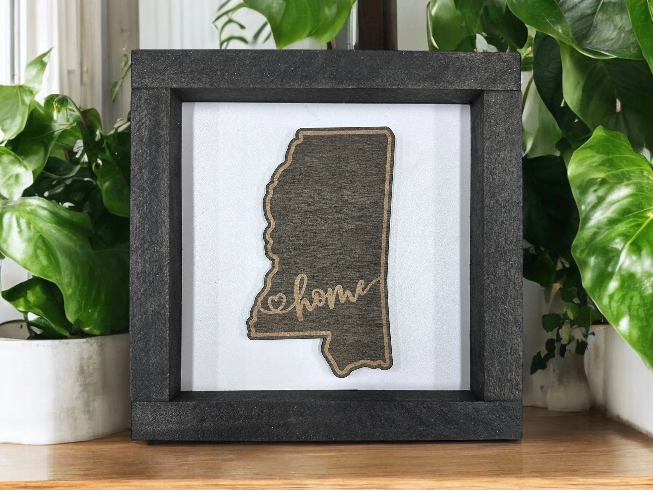 State Outline Wood Shadow Box Mitten State Woodworks LLC