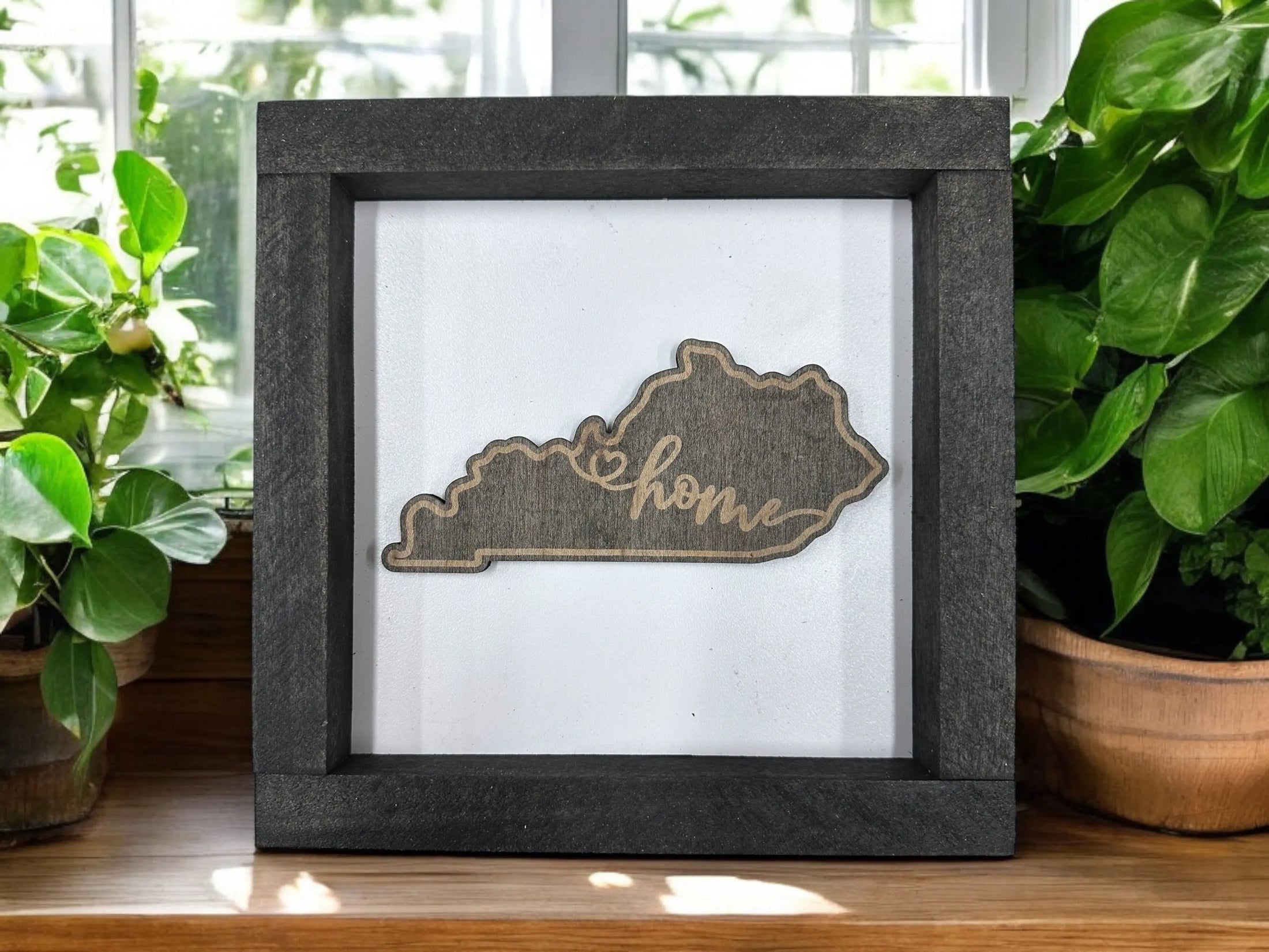 State Outline Wood Shadow Box Mitten State Woodworks LLC