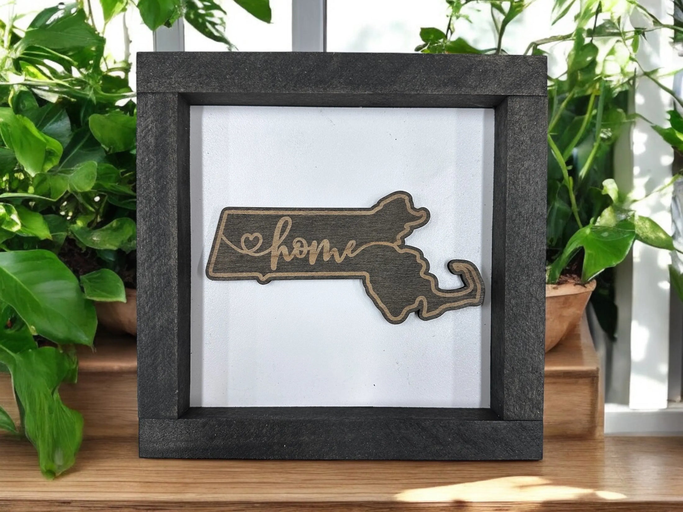 State Outline Wood Shadow Box Mitten State Woodworks LLC