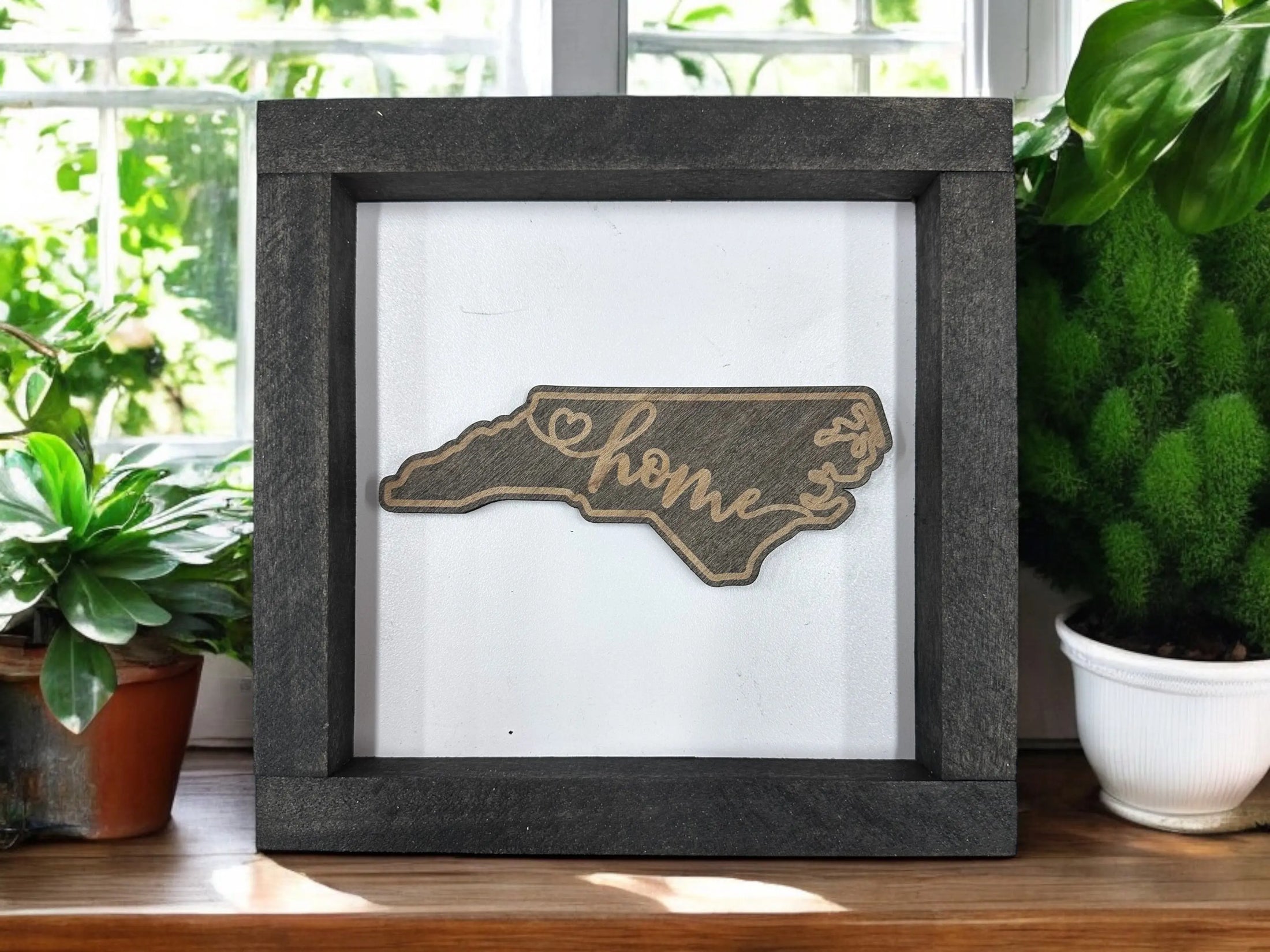 State Outline Wood Shadow Box Mitten State Woodworks LLC