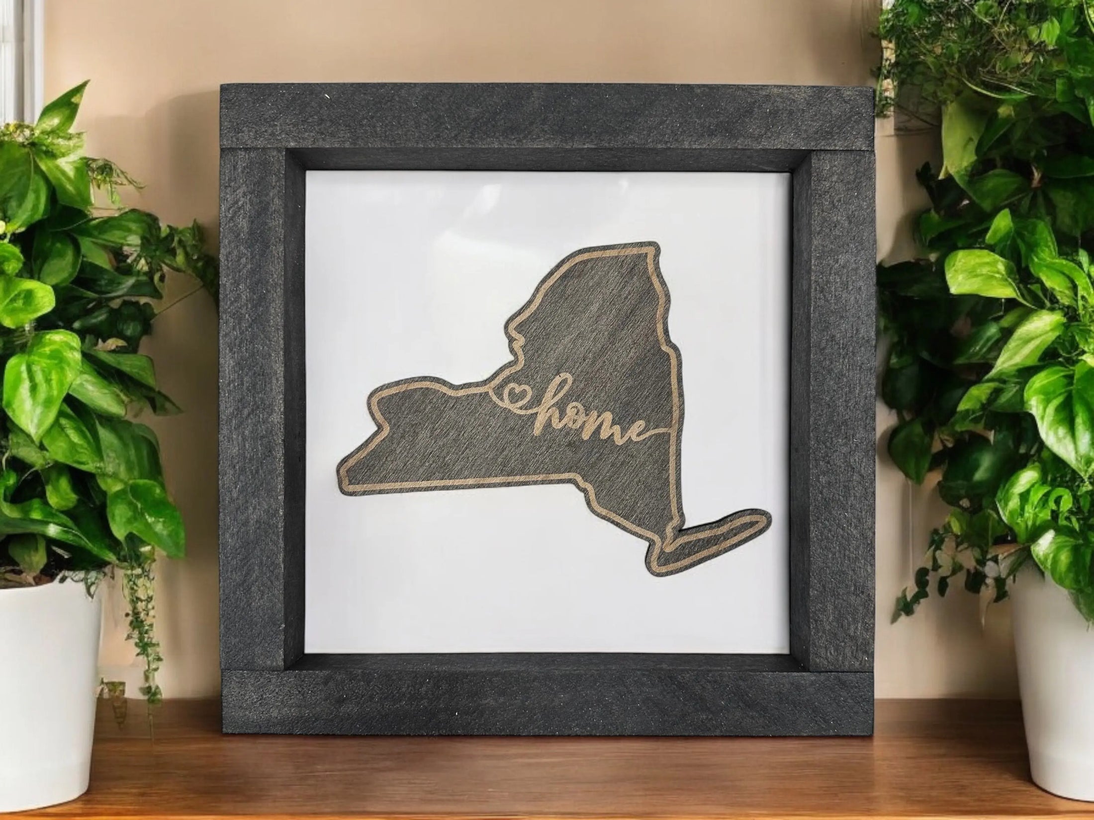 State Outline Wood Shadow Box Mitten State Woodworks LLC