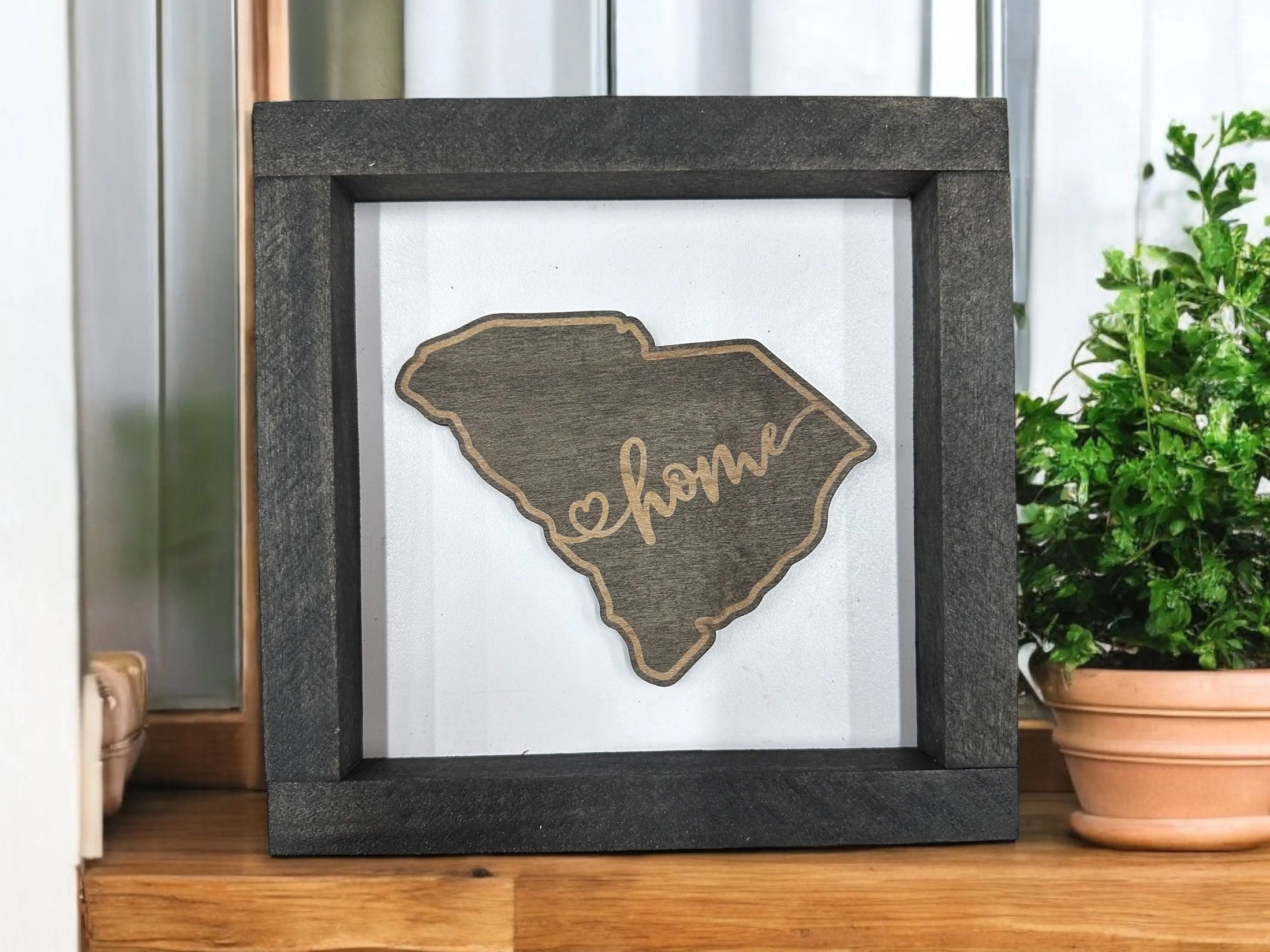 State Outline Wood Shadow Box Mitten State Woodworks LLC