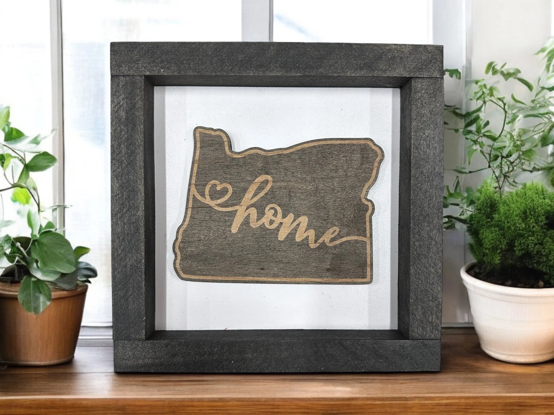 State Outline Wood Shadow Box Mitten State Woodworks LLC