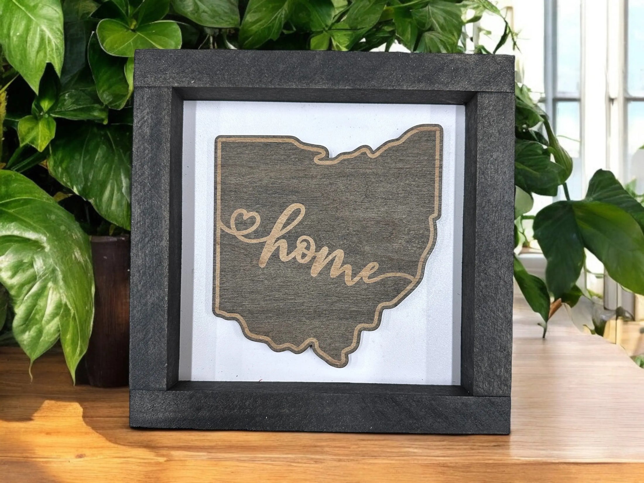 State Outline Wood Shadow Box Mitten State Woodworks LLC