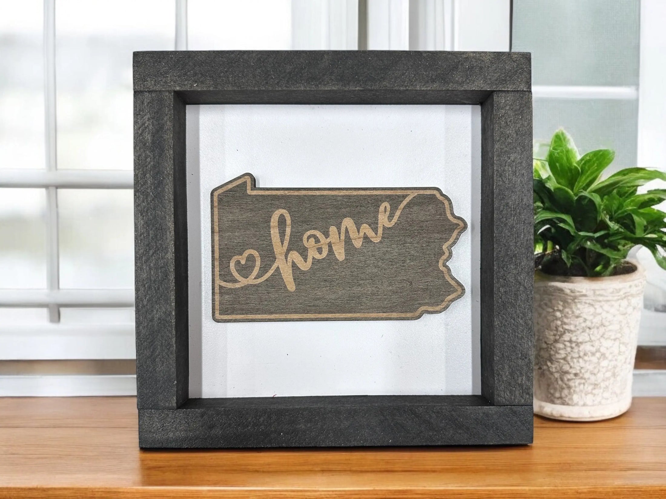 State Outline Wood Shadow Box Mitten State Woodworks LLC