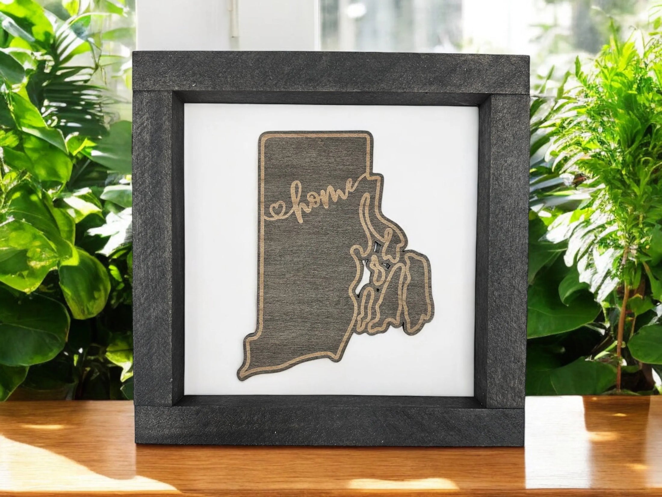 State Outline Wood Shadow Box Mitten State Woodworks LLC