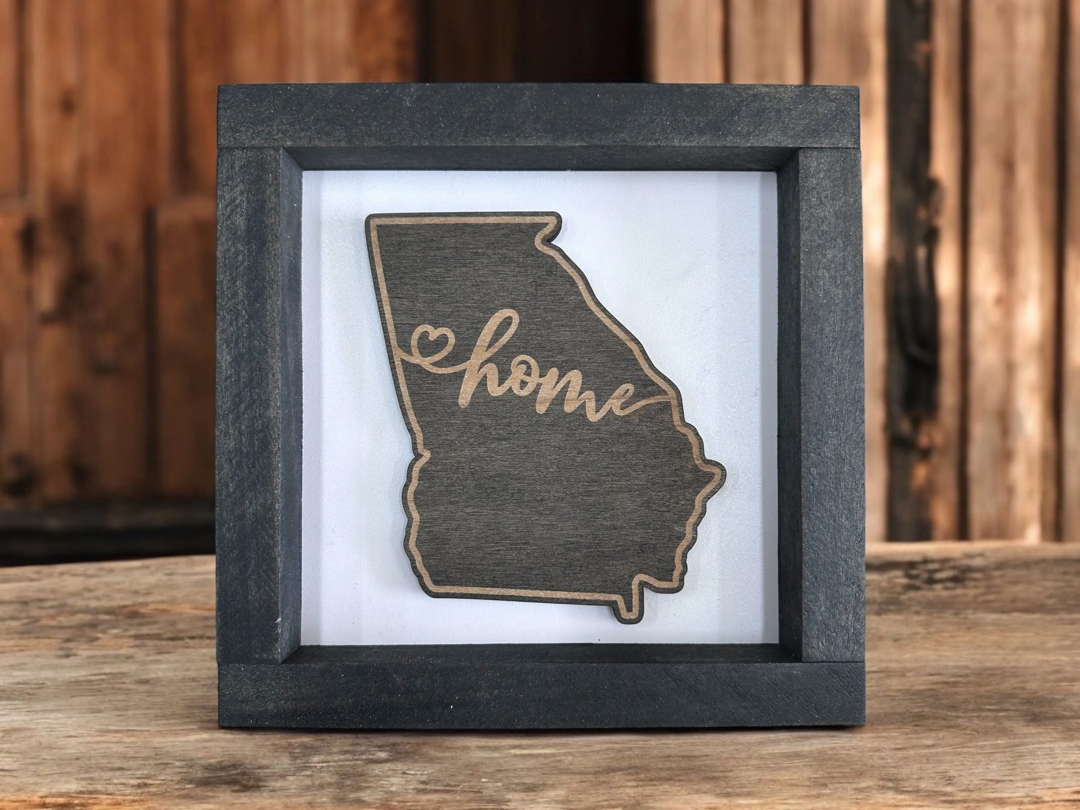 State Outline Wood Shadow Box Mitten State Woodworks LLC