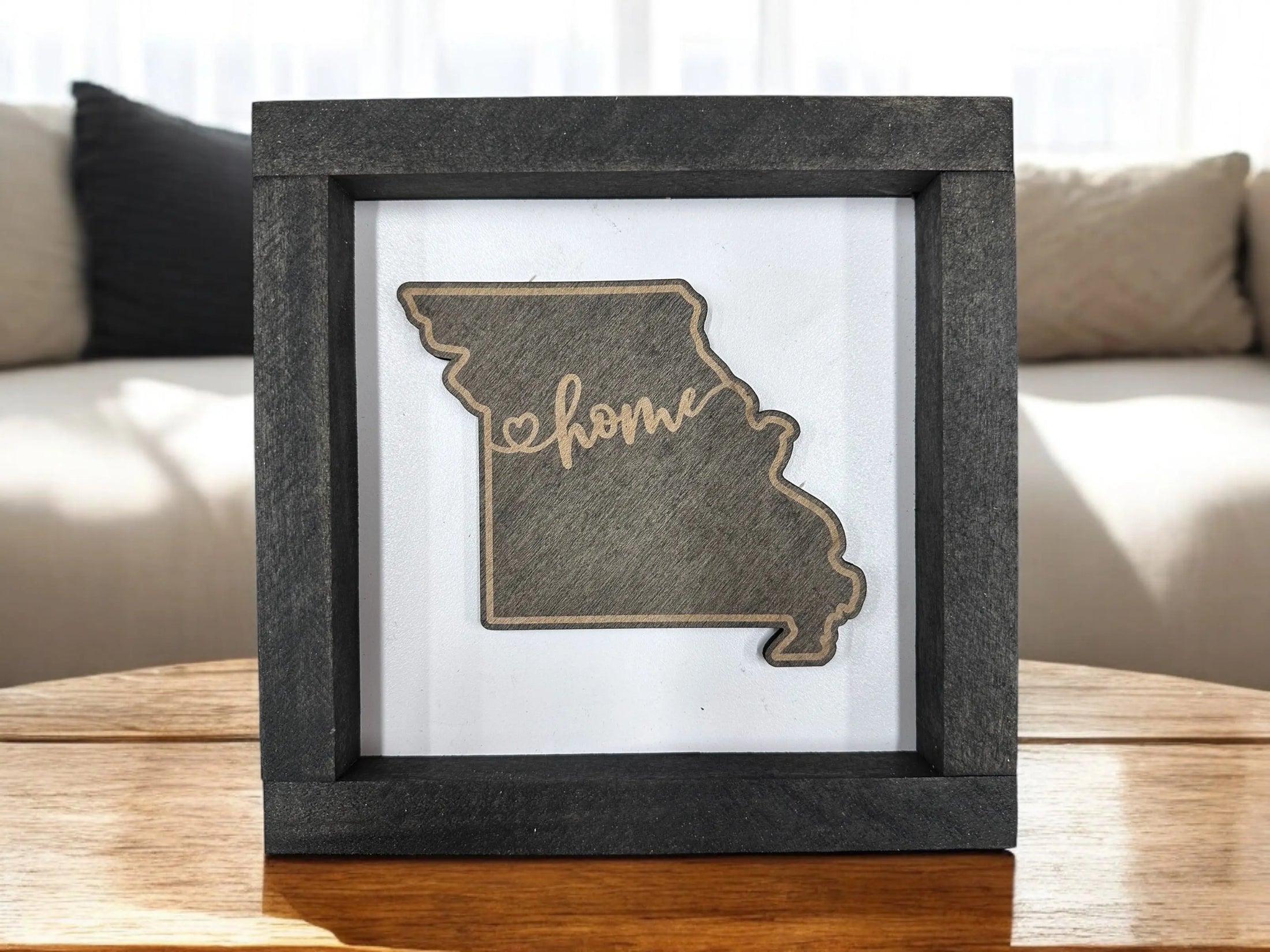 State Outline Wood Shadow Box Mitten State Woodworks LLC