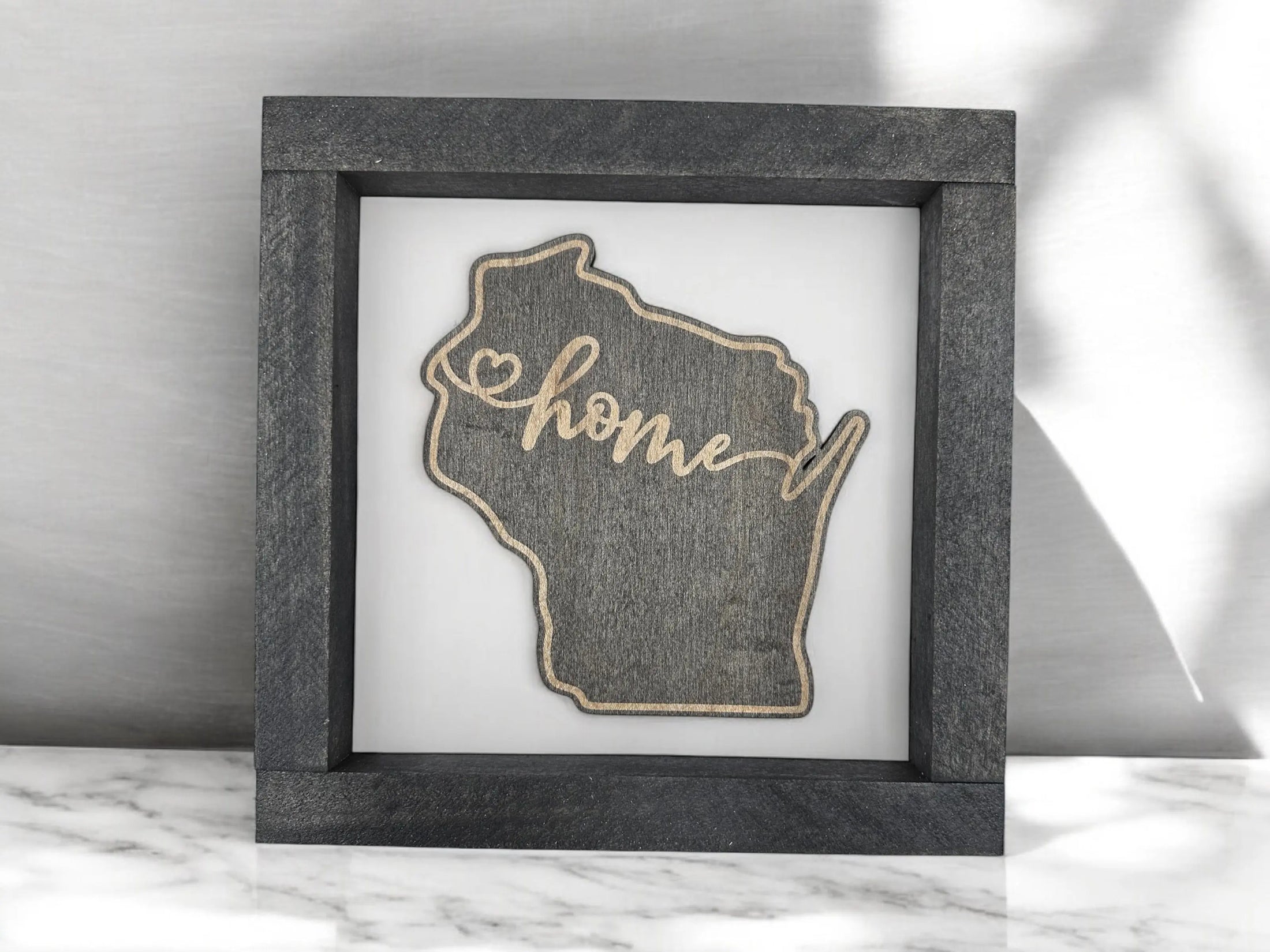 State Outline Wood Shadow Box Mitten State Woodworks LLC